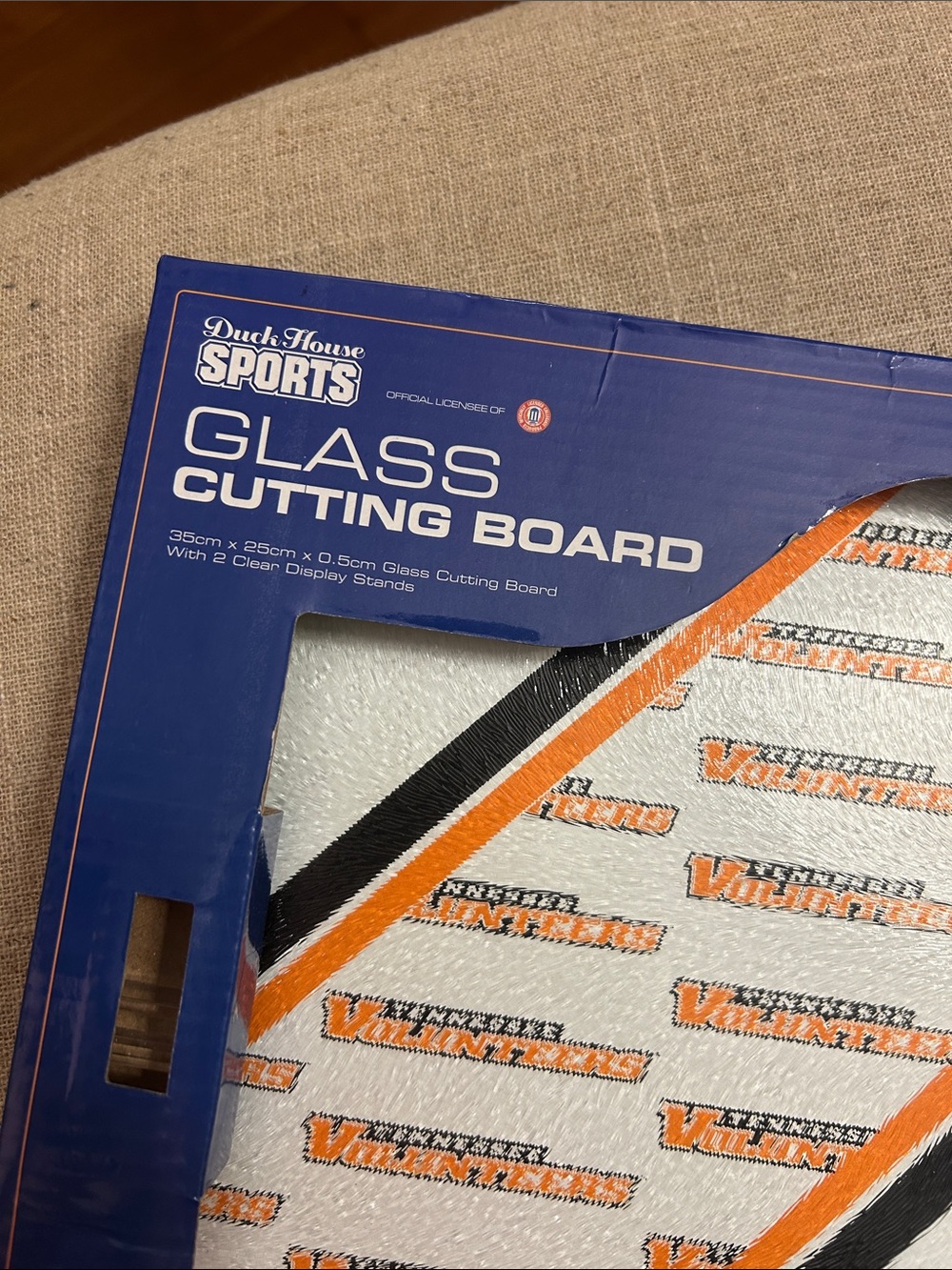 Glass Cutting Board with University of Tennessee Orange 'T' Design - Picture 2 of 4